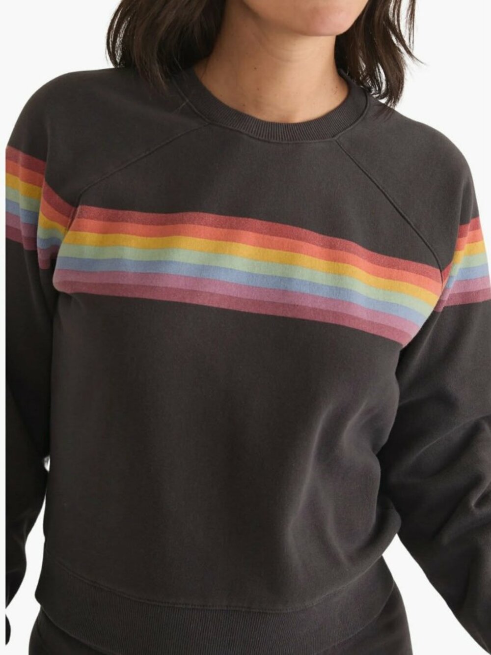 MARINE LAYER CLOUD 9 ANYTIME STRIPE RAGLAN SWEATER SWEATSHIRT SMALL